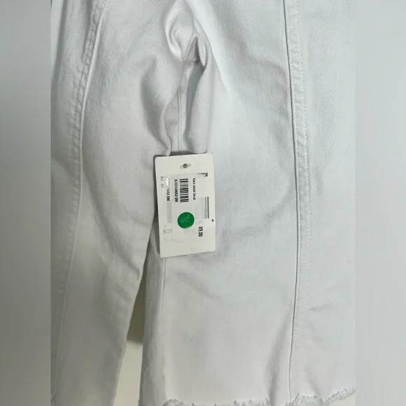 Kut from the Kloth Kara Fray Hem White Denim Jacket Size Small NWT - Picture 5 of 12